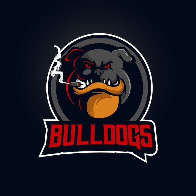 Vetor vetor de design de logotipo de mascote bulldog com ilustração moderna