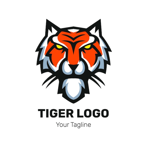 Vetor de design de logotipo de mascote de cabeça de tigre