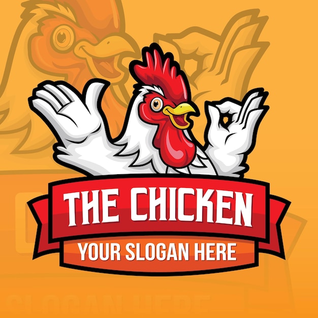 Vetor de design de logotipo de mascote de frango