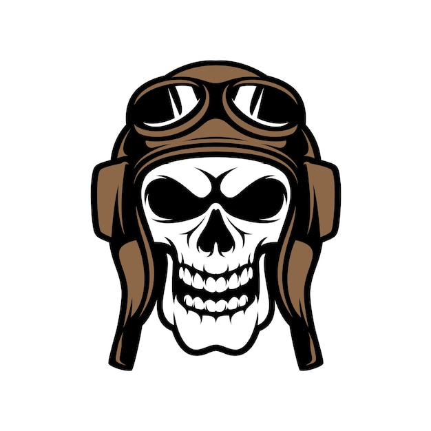 Vetor de design de logotipo de mascote de piloto de caveira