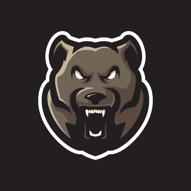 Vetor de design de logotipo de mascote de urso com estilo de conceito para emblema de crachá e impressão de camiseta