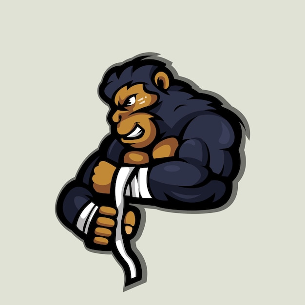 Vetor de design de logotipo de mascote gorilla fighter com ilustração moderna para equipe esportiva, jogos, esport