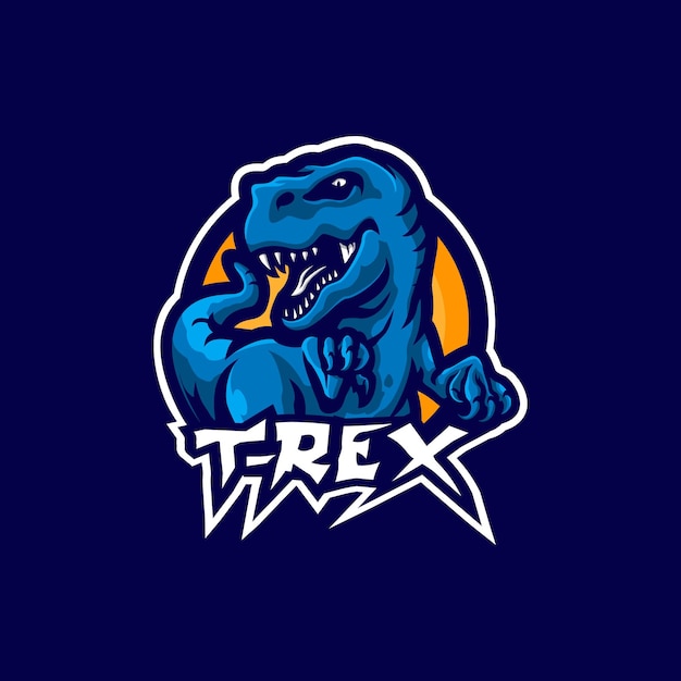 Vetor de design de logotipo de mascote t-rex com estilo de conceito de ilustração moderna para impressão de crachá, emblema e camiseta. ilustração de dinossauro para equipe esportiva.