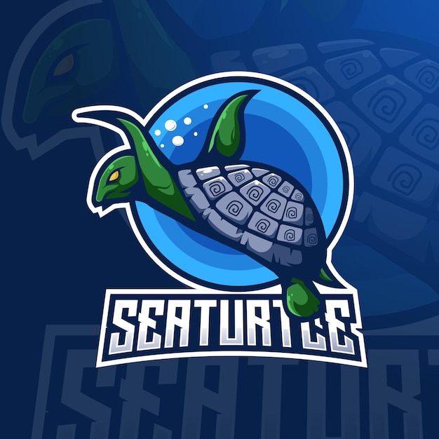 Vetor de design de logotipo de mascote tartaruga com estilo de conceito de ilustração moderna para impressão de crachá, emblema e t-shirt. ilustração seaturtle para esporte, jogo ou equipe