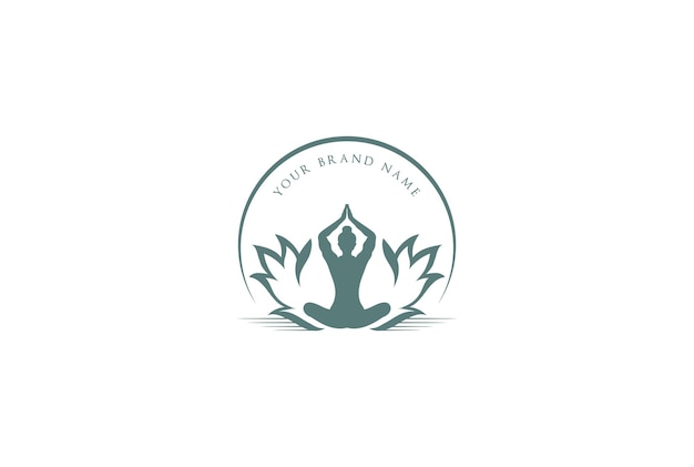 Vetor de design de logotipo de meditação vintage retrô lótus ioga