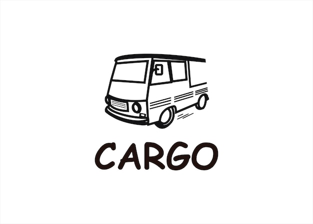 Vetor de design de logotipo de mini ônibus de carga