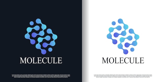 Vetor vetor de design de logotipo de molécula com vetor premium de estilo único e criativo moderno