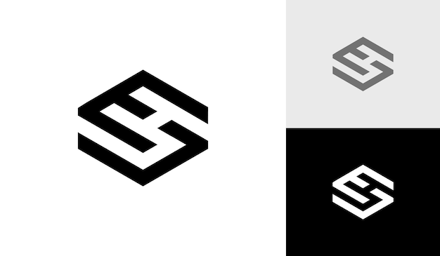 Vetor de design de logotipo de monograma de hexágono inicial de letra se ou es