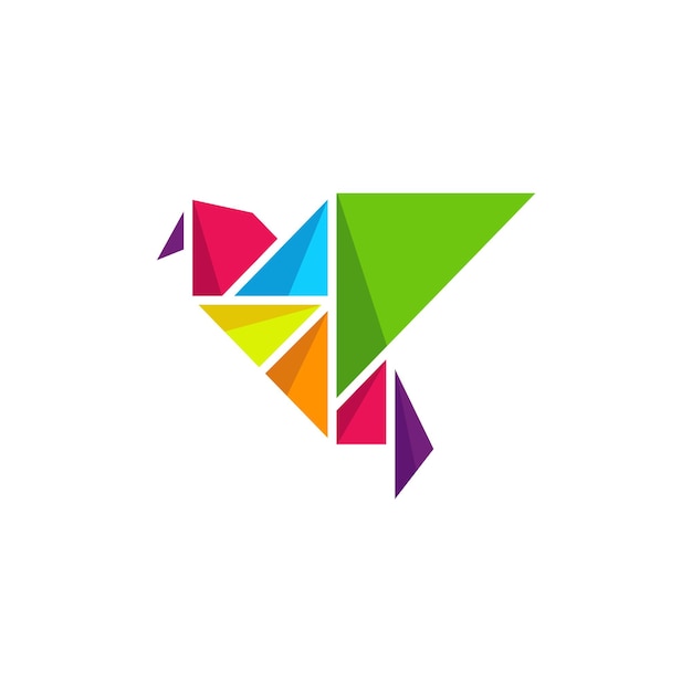Vetor de design de logotipo de origami de pássaro ícone símbolo modelo ilustração