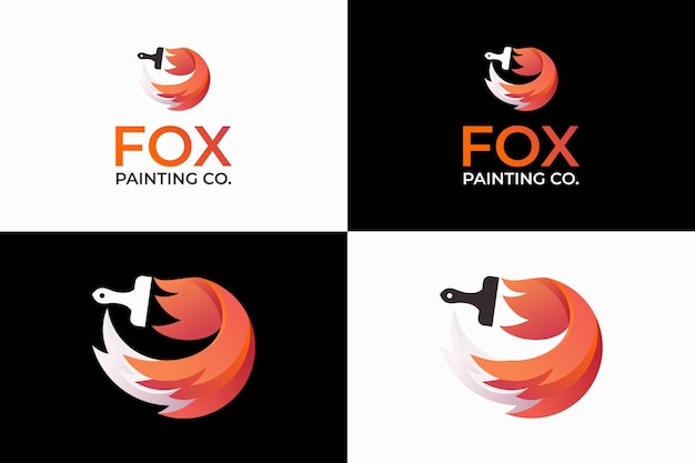 Vetor de design de logotipo de pintura de raposa