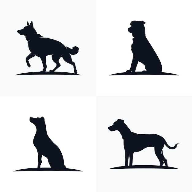 Vetor de design de logotipo de silhueta de cachorro