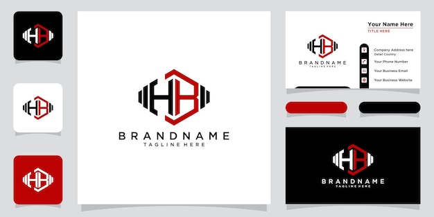 Vetor de design de logotipo de tipografia letra inicial hb com design de cartão de visita vetor premium