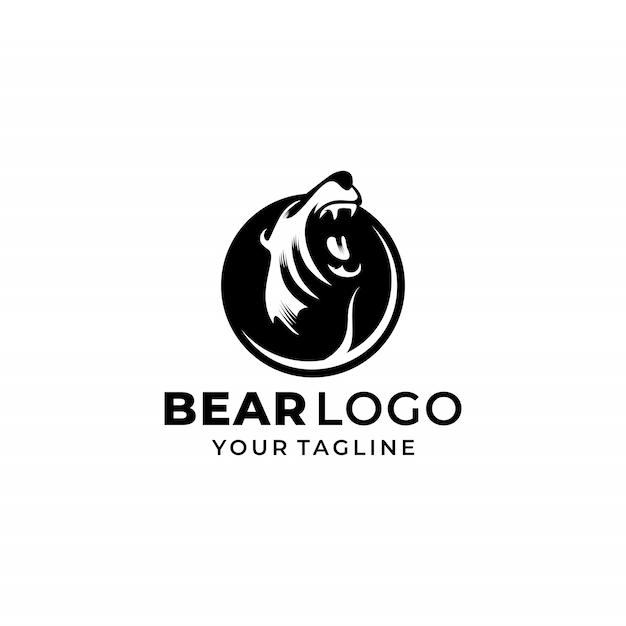 Vetor de design de logotipo de urso de cabeça