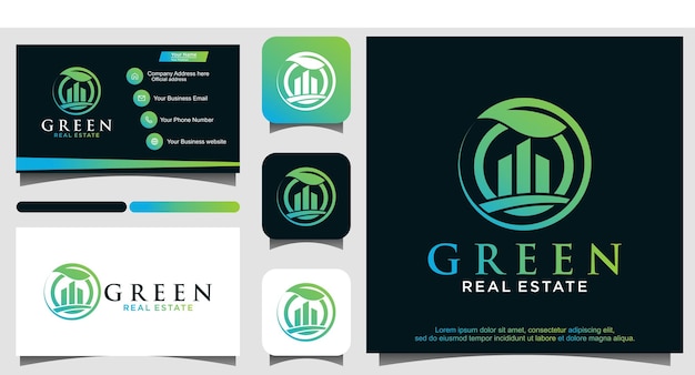 Vetor de design de logotipo imobiliário de cidade verde