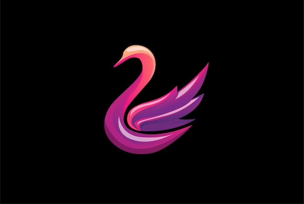 Vetor de design de logotipo moderno e colorido de luxo de pato de ganso cisne