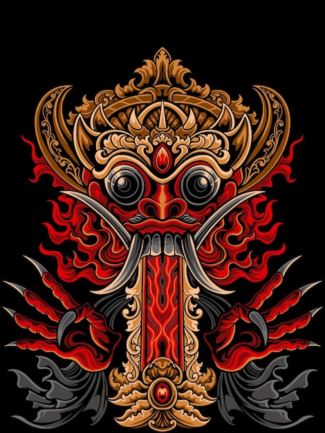 Vetor de design de máscara de arte de barong bali