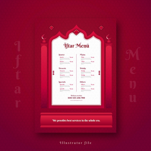 Vetor de design de menu iftar