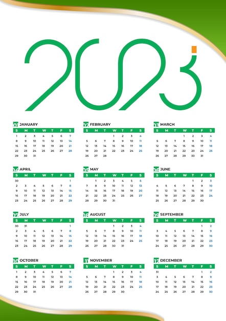 Vetor de design de modelo de calendário de parede 2023