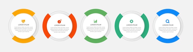 Vetor de design de modelo de infográfico de negócios com 5 etapas ou opções