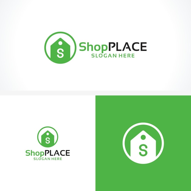 Vetor de design de modelo de logotipo de centro de loja, local de loja, ilustração de logotipo de design de modelo de etiqueta de preço