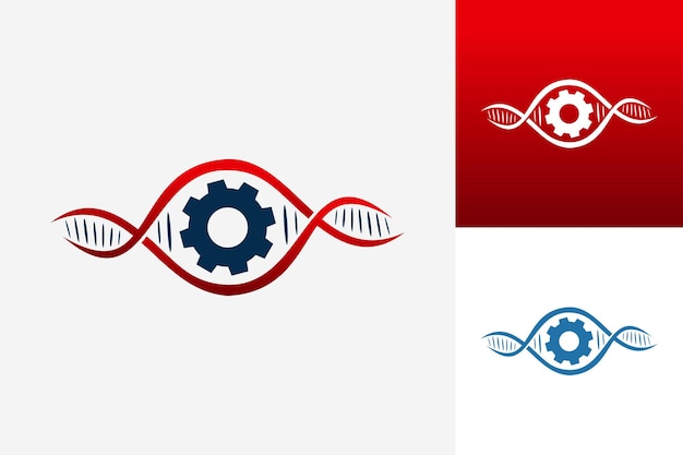 Vetor de design de modelo de logotipo de engrenagem de dna, emblema, conceito de design, símbolo criativo, ícone