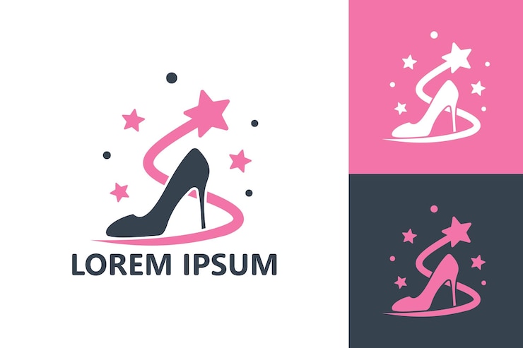 Vetor vetor de design de modelo de logotipo de estrela de sapato de mulher