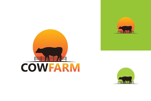 Vetor de design de modelo de logotipo de fazenda de vaca, emblema, conceito de design, símbolo criativo, ícone