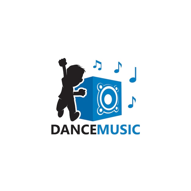 Vetor de design de modelo de logotipo de música de dança, emblema, conceito de design, símbolo criativo, ícone