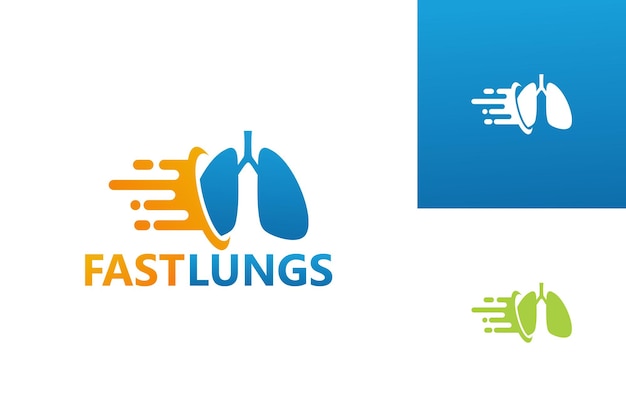 Vetor de design de modelo de logotipo de pulmão rápido, emblema, conceito de design, símbolo criativo, ícone