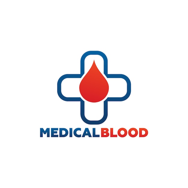 Vetor de design de modelo de logotipo de sangue médico, emblema, conceito de design, símbolo criativo, ícone