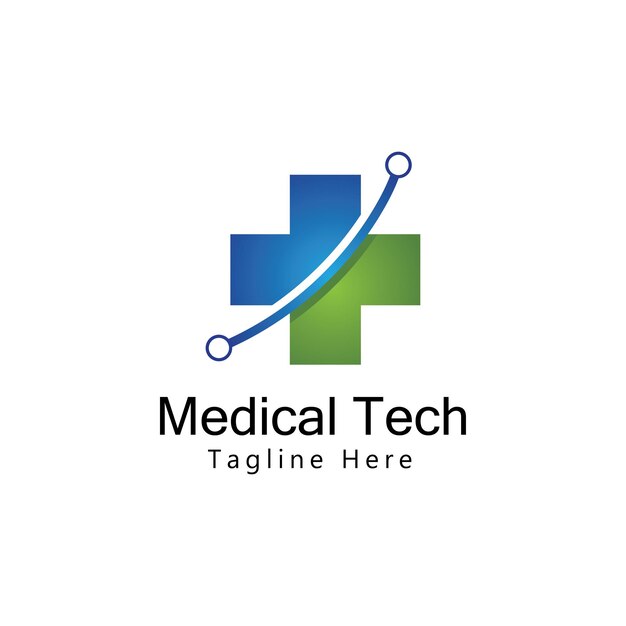 Vetor de design de modelo de logotipo de tecnologia médica. ícone. símbolo. emblema