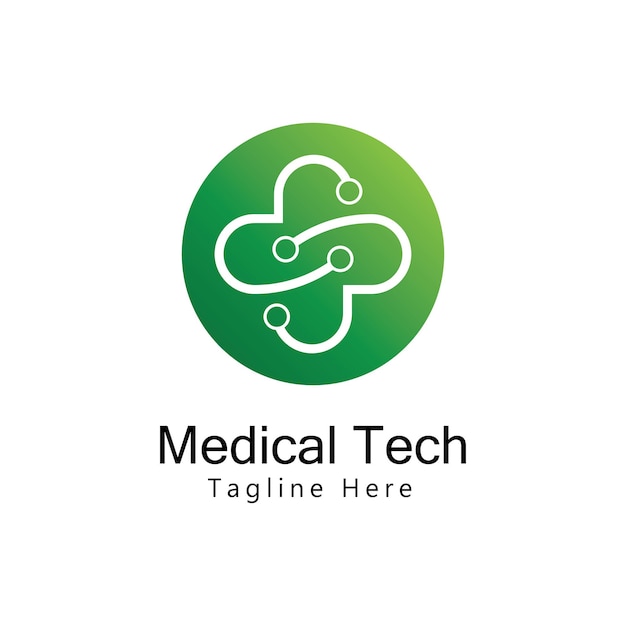 Vetor de design de modelo de logotipo de tecnologia médica. ícone. símbolo. emblema