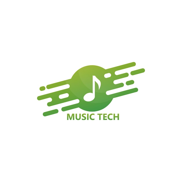 Vetor de design de modelo de logotipo de tecnologia musical, emblema, conceito de design, símbolo criativo, ícone