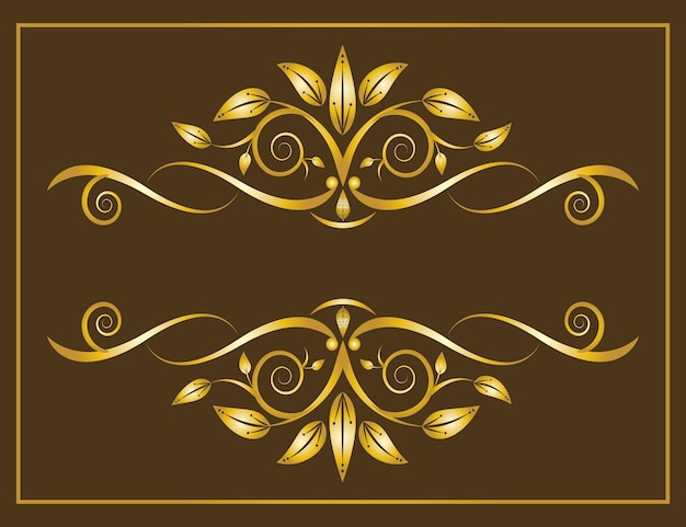 Vetor de design de moldura de ornamento floral dourado na cor laranja spice