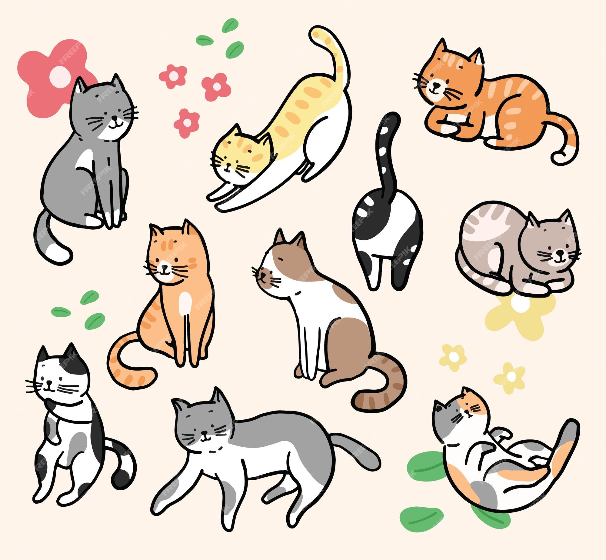 Vetores de Gatos De Desenho Animado Personagens Fofos De Gatinho Gatos Fofos  E Fofos Pedigree Cria Animais De Estimação Adorável Gatinho De Estimação  Ícones De Ilustração Vetorial Definidos e mais imagens de