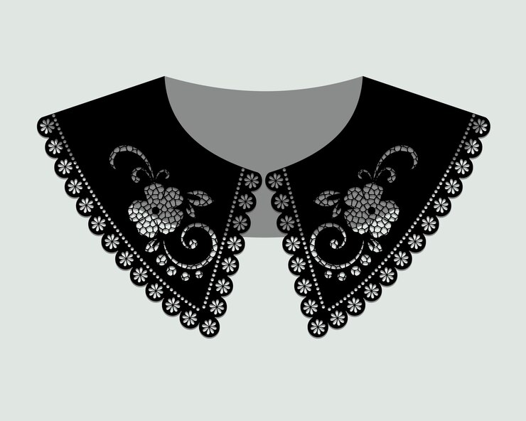 Vetor vetor de design de renda de gola de algodão preto