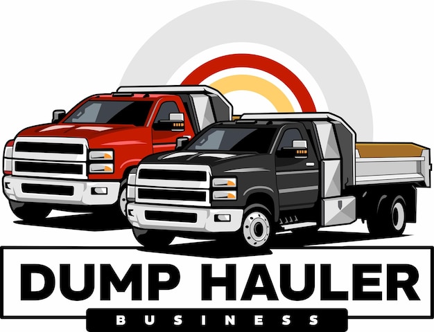 Vetor vetor de design do logotipo do dump hauler trailer rental truck