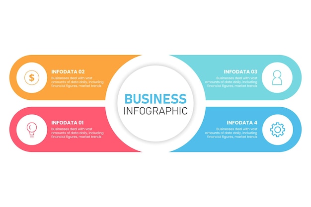 Vetor de design infográfico e ícones de marketing podem ser usados para o relatório anual do diagrama de layout de fluxo de trabalho