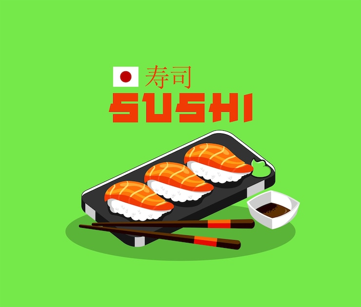 Vetor vetor de design plano desenhado à mão comida japonesa
