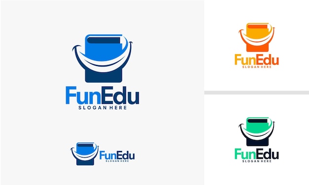 Vetor de designs de logotipo de educação divertida
