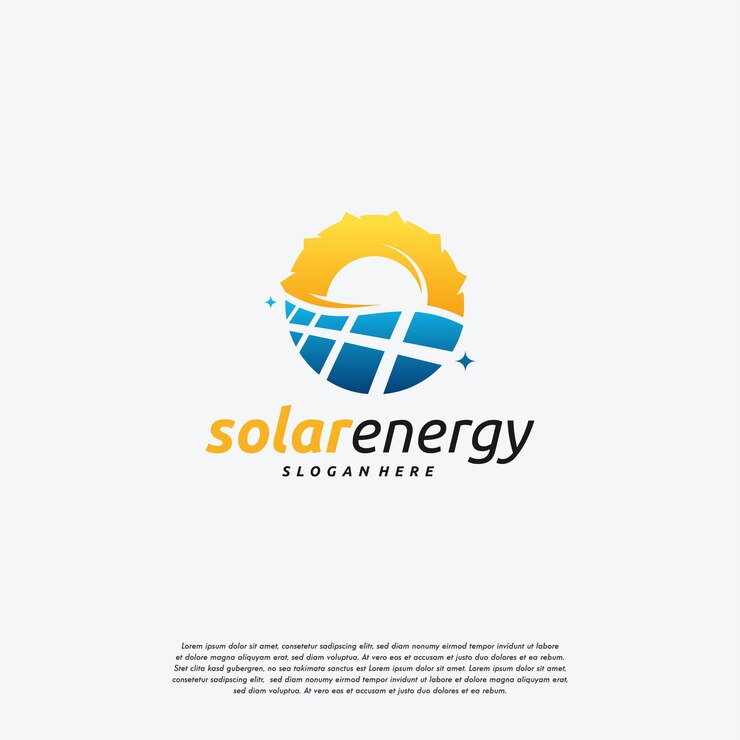 Vetor de designs de logotipo de energia solar, logotipo de energia solar