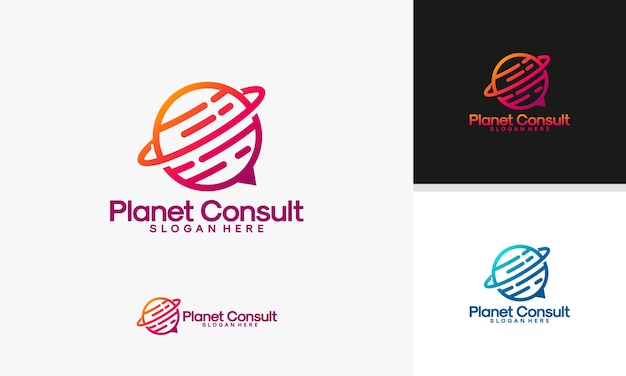 Vetor de designs de logotipo planet consult, modelo de logotipo consulting place, modelo de logotipo planet