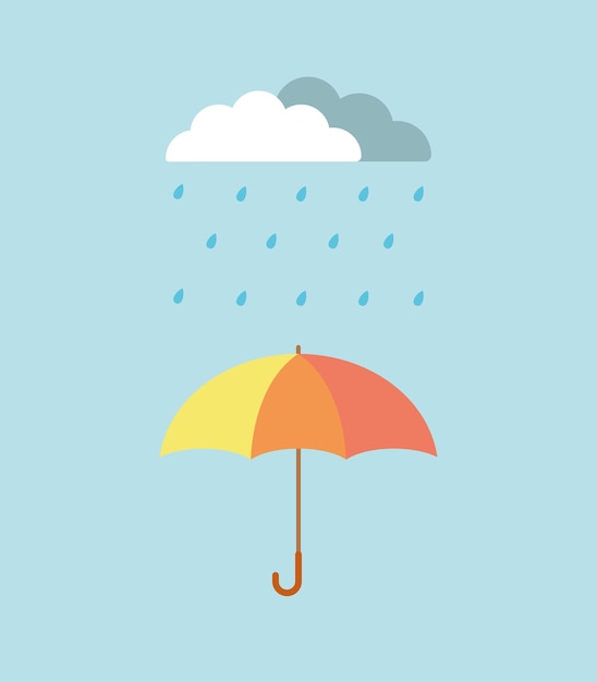 Vetor de dia chuvoso de design plano de guarda-chuva