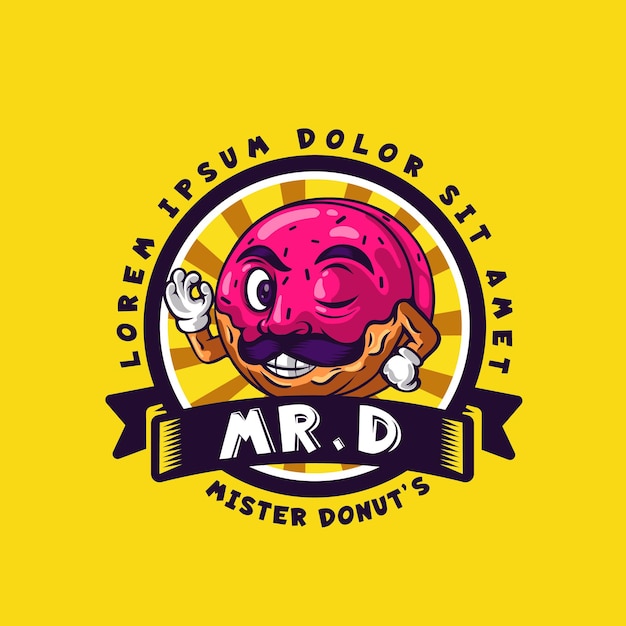 Vetor vetor de donuts com logotipo de mascote