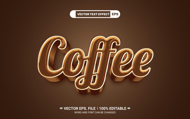 Vetor vetor de efeito de fonte editável de café 3d