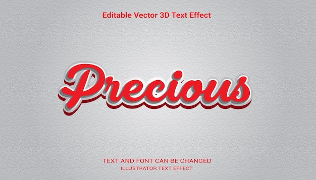 Vetor de efeito de texto 3d editável precioso