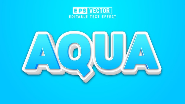 Vetor de efeito de texto editável Aqua 3d com fundo