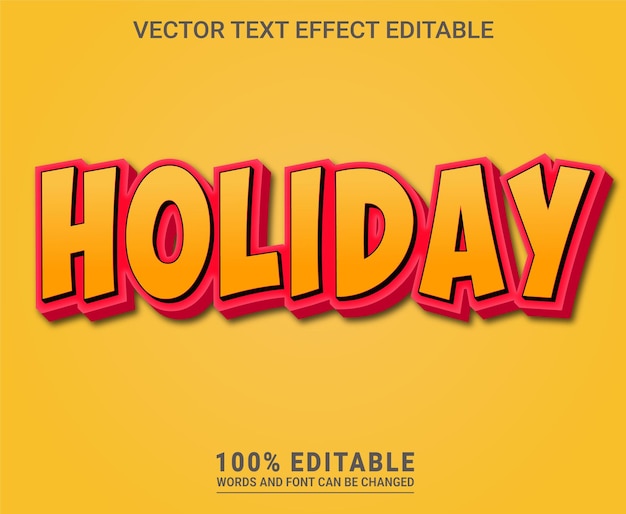 Vetor de efeito de texto editável de férias