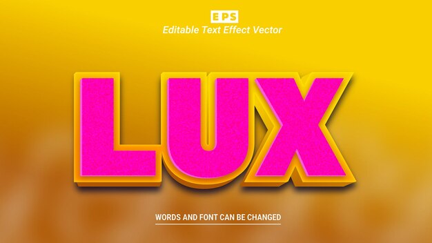 Vetor de efeito de texto editável lux 3d com fundo