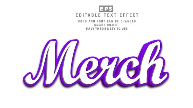 Vetor de efeito de texto editável merch 3d com plano de fundo